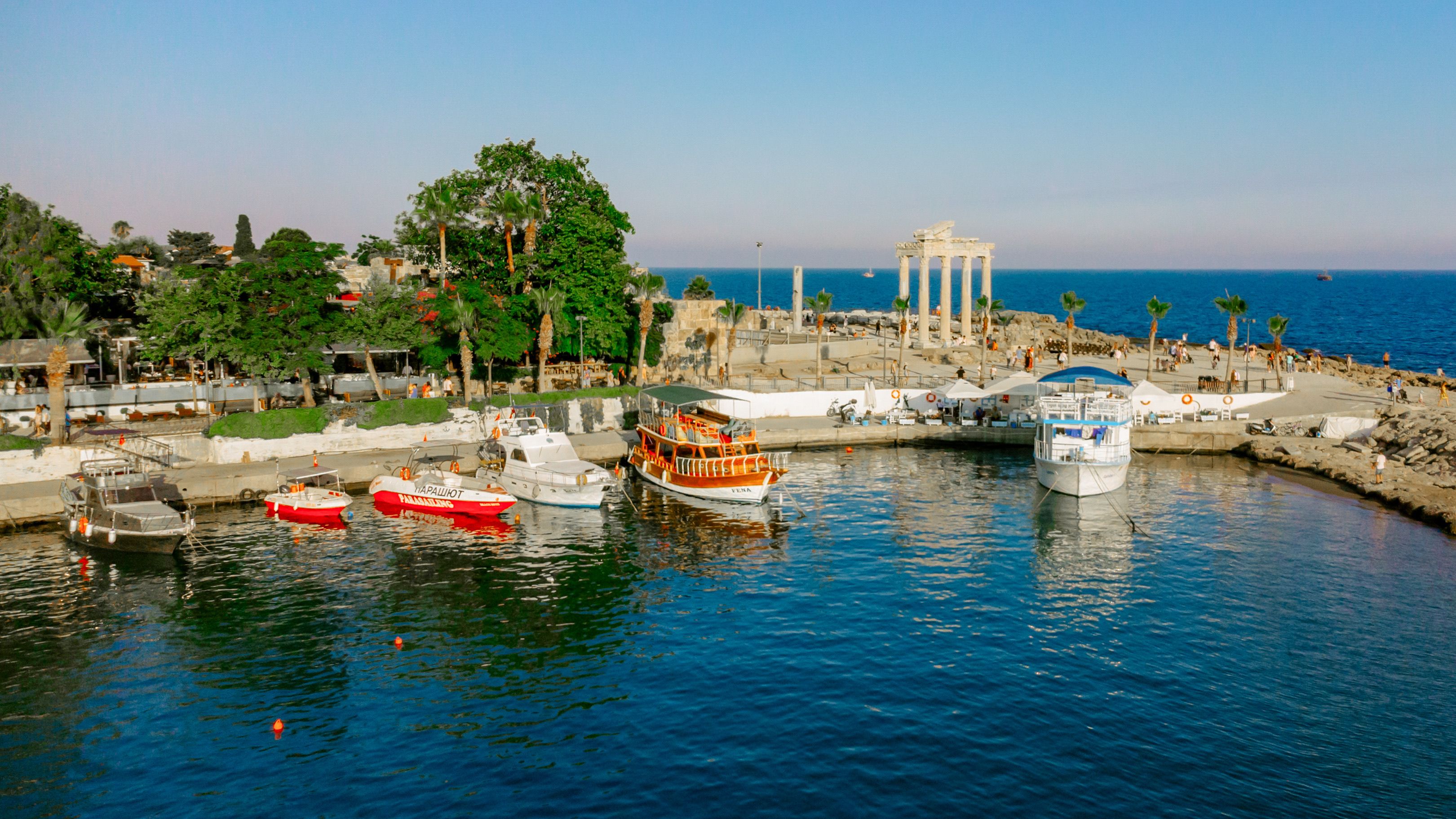 Side ancient harbor with Temple of Apollo