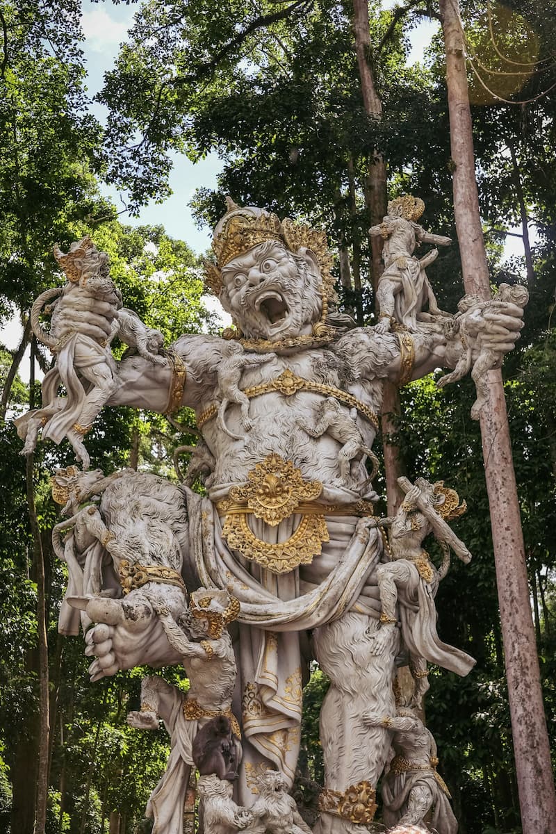 Guardian statue at the Sacred Monkey Forest Sanctuary in Ubud, Bali
