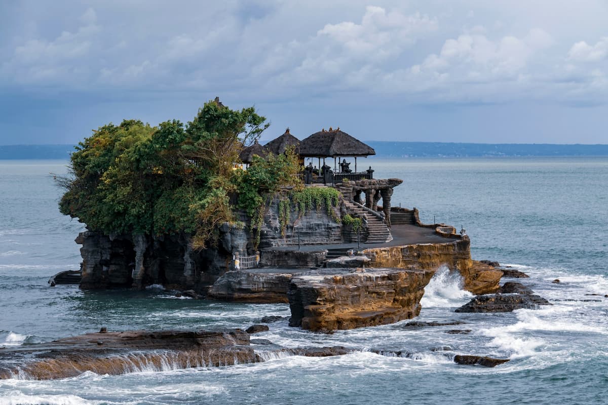 Tanah Lot sea temple on a rock formation off Bali's coast