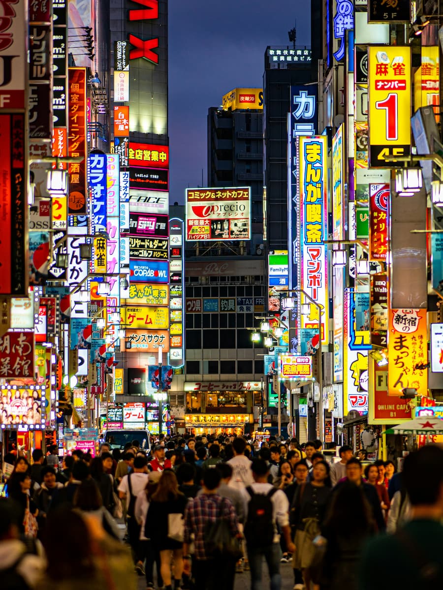 Shinjuku's Kabukicho neon-lit streets at night